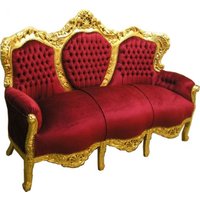 Casa Padrino Barock Sofa Garnitur King Bordeaux / Gold - Barock Möbel