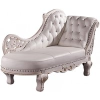 Casa Padrino Barock Chaiselongue Antik WeiØ / Echt Leder Chaise Lonque