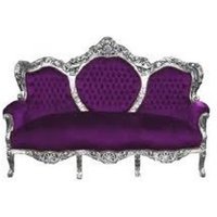 Casa Padrino Barock Sofa Garnitur King Lila / Silber - Repro Antik Barock Möbel
