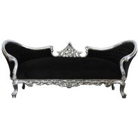 Casa Padrino Barock Sofa Vampire Schwarz / Silber - Limited Edition - Lounge Couch