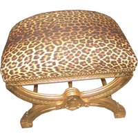 Casa Padrino Barock Sitzhocker / Kreuzhocker Leopard / Gold