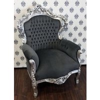 Casa Padrino Barock Sessel King Grau/Silber