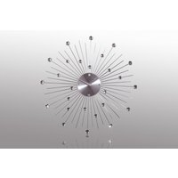 Designer Wanduhr aus Edelstahl mit Bling Bling Steinen, Silber, Durchmesser: 50 cm