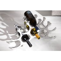 Designer Weinregal für 10 Flaschen aus poliertem Aluminium Höhe: 28 cm, Breite: 48 cm, Tiefe: 11cm - Flaschenhalter, Flaschenablage
