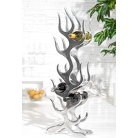 Designer Weinregal für 9 Flaschen aus poliertem Aluminium Höhe: 93 cm, Breite: 27 cm, Tiefe: 14 cm - Flaschenhalter, Flaschenablage