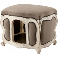 Barock Hunde & Katzen Haus Luxury Sandfarben / Antik WeiØ