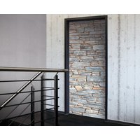 Tür 2.0 XXL Wallpaper für Türen 20029 Mosel Steine Mauer - selbstklebend- Blickfang für Ihr zu Hause - Tür Aufkleber Tapete Fototapete FotoTür 2.0 XXL Vintage Antik Stil Retro Wallpaper Fototapete