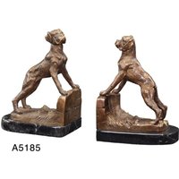 Casa Padrino Luxus Bücherstützen Boxer Hunde aus Bronze auf Marmorsockel - Bücherstütze - Book End