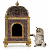 Casa Padrino Barock Luxus Katzenhaus Golden Temple - Möbel Katze Haus Sitz Tiermöbel