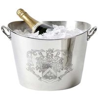 Massiver Luxus Tisch Champagner Kühler Coat of Arms vernickelt H 22cm B 37.5 cm aus dem Hause Casa Padrino