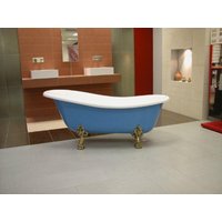 Freistehende Luxus Badewanne Jugendstil Roma Hellblau/WeiÃ/Altgold 1470mm - Barock Badezimmer