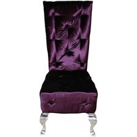 Casa Padrino Barock Esszimmer Stuhl Lila / Silber - Designer Stuhl - Luxus Qualität Hochlehner Hochlehnstuhl