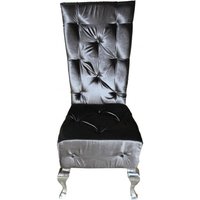 Casa Padrino Barock Esszimmer Stuhl Grau / Silber - Designer Stuhl - Luxus Qualität - Hochlehner Hochlehnstuhl