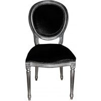 Casa Padrino Barock Esszimmer Stuhl Schwarz / Silber - Designer Stuhl - Luxus Qualität