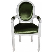 Casa Padrino Barock Esszimmer Stuhl mit Armlehne Grün / Weià - Designer Stuhl - Luxus Qualität