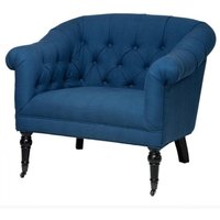 Luxus Barock Sessel Paris Blau aus der Luxus Kollektion von Casa Padrino - Hotel Cafe Restaurant Möbel Einrichtung