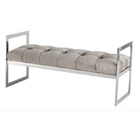 Casa Padrino Luxus Sitzhocker Chesterfield Grau / Chrom Hocker - Möbel Schlafzimmer Wohnzimmer - Luxus Kollektion