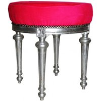 Casa Padrino Barock Sitzhocker / Rundhocker Pink / Silber