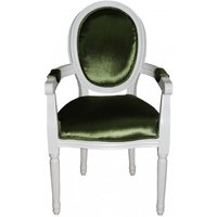 Casa Padrino Barock Esszimmer Stuhl mit Armlehne Grün / Weià - Designer Stuhl - Luxus Qualität GH