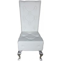 Casa Padrino Barock Esszimmer Stuhl Weià / Silber Lederoptik - Designer Stuhl - Luxus Qualität Hochlehnstuhl GH