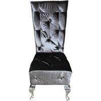 Casa Padrino Barock Esszimmer Stuhl Grau / Silber - Designer Stuhl - Luxus Qualität - Hochlehner Hochlehnstuhl GH