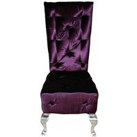 Casa Padrino Barock Esszimmer Stuhl Lila / Silber - Designer Stuhl - Luxus Qualität Hochlehner Hochlehnstuhl GH