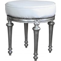 Casa Padrino Barock Sitzhocker / Rundhocker Weià / Silber