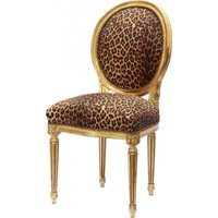 Casa Padrino Barock Esszimmer Stuhl Leopard / Gold Rund