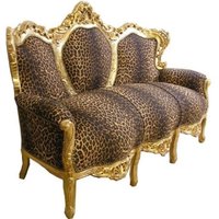Casa Padrino Barock Sofa Garnitur "King" Leopard/Gold Couch Wohnzimmer Möbel