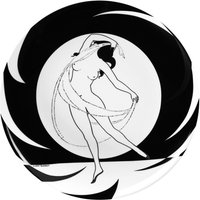 Handgearbeitete Schale aus Porzellan mit einem Motiv von Audrey Beardsley "Tanzende Frau mit Tuch", Durchmesser 30 cm - feinste Qualität aus der Tettau Porzellanfabrik - wunderschöne flache Schale