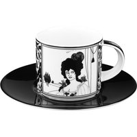 Handgearbeitete Kaffeetasse aus Porzellan mit einem Motiv von Audrey Beardsley Portrait 0,21 Ltr. - feinste Qualität aus der Tettau Porzellanfabrik - wunderschöne Tasse