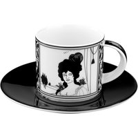 Handgearbeitete Moccatasse aus Porzellan mit einem Motiv von Audrey Beardsley Portrait 0,09 Ltr. - feinste Qualität aus der Tettau Porzellanfabrik - wunderschöne Espressotasse