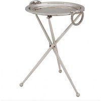 Casa Padrino Designer Luxus Beistelltisch Silber Vintage Design Höhe: 43 cm, Durchmesser 33 cm - Edelstahl Tisch - Nickel Finish - Luxus Qualität