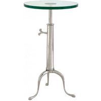 Casa Padrino Designer Luxus Industrial Design Beistelltisch Höhenverstellbar Silber Höhe: 63 - 76 cm, Durchmesser 40 cm - Edelstahl Tisch - Telefontisch Nickel Finish - Luxus Qualität