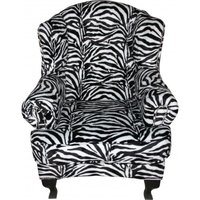 Casa Padrino Limited Edition Designer Chesterfield Ohren Sessel Zebra - Club Möbel