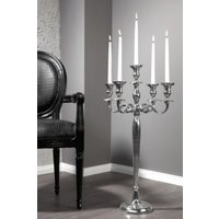 Casa Padrino Designer Kerzenhalter aus poliertem Aluminium Silber Shine Classic 5-armig Höhe 80 cm - Kerzenständer