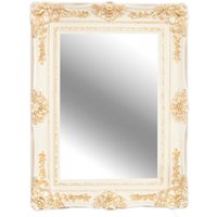 Casa Padrino Barock Wandspiegel WeiÃ/ Gold Antik-Look Höhe 121 cm, Breite 90 cm - Edel & Prunkvoll