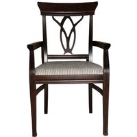 Casa Padrino Biedermeier Esszimmer Stuhl mit Armlehne Beige / Braun - Möbel Restaurant Hotel Gastronomie Bestuhlung