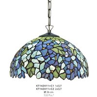 Handgefertigte Tiffany Hängeleuchte von Casa Padrino, Durchmesser 36 cm, 2-Flammig - Leuchte Lampe - wunderschöne Tiffany Deckenleuchte