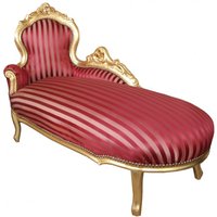 Barock Chaiselongue "King" Bordeauxrot / Violett Streifen/ Gold