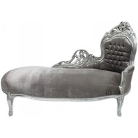 Casa Padrino Barock Chaiselongue "King" Grau/Silber - Möbel Wohnzimmer Liege Recamiere