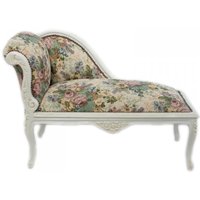 Casa Padrino Barock Kinder Chaiselongue Blumenmuster / Creme Mod2 - Tron Barock Möbel