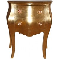 Casa Padrino Barock Kommode mit 2 Schubladen Gold Antik-Look H 76 cm, B 62 cm - Nachttisch Konsole
