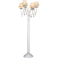 Casa Padrino Barock Stehleuchte mit Glaskristallen, Weiss, 6 Flammige Stehleuchte Höhe: 157 cm, Durchmesser 58 cm - floor lamp