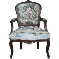 Casa Padrino Barock Salon Stuhl Gobbelin / Braun - Möbel Antik Stil