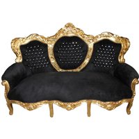 Casa Padrino Barock Sofa "King" Schwarz/Gold mit Bling Bling Glitzersteinen