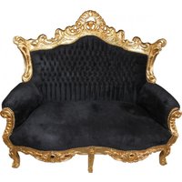 Casa Padrino Barock 2er Sofa Master Schwarz / Gold - Antik Stil Möbel