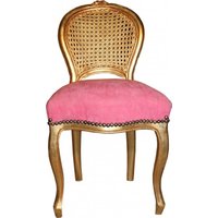 Casa Padrino Barock Damen Stuhl Rosa / Gold Schminkstuhl