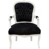 Casa Padrino Barock Salon Stuhl Schwarz / Weiss