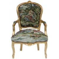 Casa Padrino Barock Salon Stuhl Gobelin / Gold